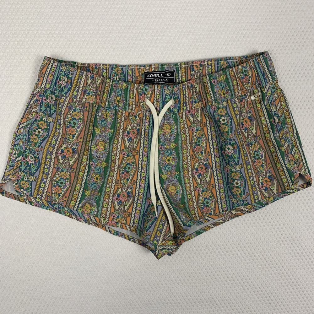 O'Neill Hyperfreak Board Shorts Womens L Pattern Drawstring Surf Swim Low Rise